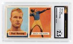 1957 TOPPS #151 PAUL HORNUNG (HOF) ROOKIE CARD CSG 2.5 GOOD+.