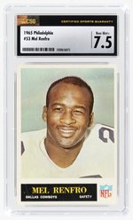 1965 PHILADEPHIA #53 MEL RENFRO (HOF) ROOKIE CARD CSG 7.5 NM+.