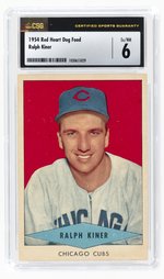 1954 RED HEART DOG FOOD RALPH KINER (HOF) CSG 6 EX/NM.