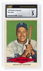 1954 RED HEART DOG FOOD DUKE SNIDER (HOF) CSG 5 EXC.