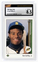 1989 UPPER DECK #1 KEN GRIFFEY JR. (HOF) ROOKIE CARD CSG 8.5 NM/MINT+.