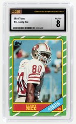 1986 TOPPS #161 JERRY RICE (HOF) ROOKIE CARD CSG 8 NM/MINT.