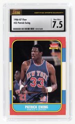 1986-87 FLEER #32 PATRICK EWING (HOF) ROOKIE CARD CSG 7.5 NM+.