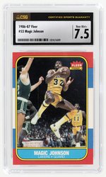 1986-87 FLEER #53 MAGIC JOHNSON (HOF) CSG 7.5 NM+.