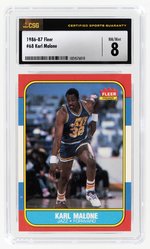 1986-87 FLEER #68 KARL MALONE (HOF) ROOKIE CARD CSG 8 NM/MINT.