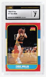 1986-87 FLEER #77 CHRIS MULLIN (HOF) ROOKIE CARD CSG 7 NM.