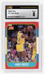 1986-87 FLEER #131 JAMES WORTHY (HOF) CSG 8 NM/MINT.