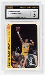 1986-87 FLEER STICKERS #1 KAREEM ABDUL JABBAR (HOF) CSG 5 EXC.