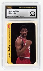 1986-87 FLEER STICKERS #5 JULIUS ERVING (HOF) CSG 6.5 EX/NM+.