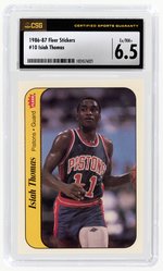 1986-87 FLEER STICKERS #10 ISIAH THOMAS (HOF) CSG 6.5 EX/NM+.