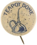 DAVIS: TEAPOT DOME LIKELY UNIQUE ORIGINAL ART 1924 SAMPLE BUTTON.