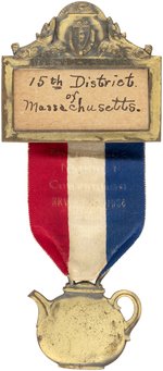 DAVIS: MASSACHUSETTS 1924 DEMOCRATIC CONVENTION TEA POT DOME RIBBON BADGE.