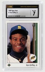 1989 UPPER DECK #1 KEN GRIFFEY JR. (HOF) ROOKIE CARD CSG 7 NM.