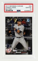 2017 BOWMAN CHROME #56 AARON JUDGE BATTING ROOKIE CARD PSA GEM MINT 10.