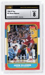 1986-87 FLEER #82 AKEEM OLAJUWON (HOF) ROOKIE CARD CSG 8 NM/MINT.