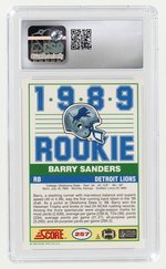 1989 SCORE #257 BARRY SANDERS (HOF) ROOKIE CARD CSG 9 MINT.