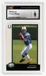 1998 BOWMAN #1 PEYTON MANNING (HOF) ROOKIE CARD CSG 9 MINT.