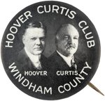 HOOVER CURTIS CLUB WINDHAM COUNTY RARE CONNECTICUT 1928 JUGATE BUTTON.