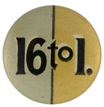 BRYAN 1896 LAPEL STUD WITH COLORATION REFLECTING SILVER VS. GOLD ISSUE.