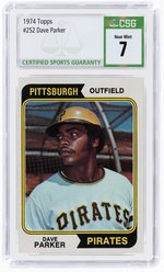 1974 TOPPS #252 DAVE PARKER ROOKIE CARD CSG 7 NEAR MINT.