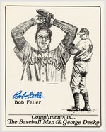 BOB FELLER (HOF) SIGNED PROMOTIONAL SHEET.