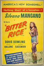 SILVANA MANGANO “BITTER RICE” MOUNTED ONE-SHEET POSTER.