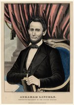 LINCOLN HAND COLORED 1861 CURRIER BEARDED PORTRAIT PRINT.