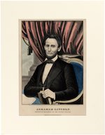 LINCOLN HAND COLORED 1861 CURRIER BEARDED PORTRAIT PRINT.