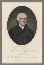 THOMAS JEFFERSON J. SEWELL 1802 HAND COLORED ENGRAVING.