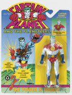 CAPTAIN PLANET CARDED ACTION FIGURE PAIR AND BOXED VEHICLE.