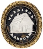 HARRISON & REFORM LOG CABIN SULFIDE BROOCH.