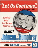 JOHNSON & HUMPHREY NEW YORK 1964 LIBERAL PARTY JUGATE POSTER.