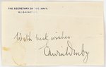 TEA POT DOME SCANDAL EDWIN DENBY SIGNED NOTE.