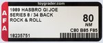 G.I. JOE (1989) ROCK & ROLL SERIES 8/34 BACK AFA 80 NM.