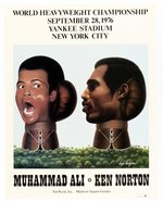 ALI NORTON 1976 HEAVYWEIGHT CHAMPIONSHIP YANKEE STADIUM POSTER WITH ART BY LUIGI CASTIGLIONI.