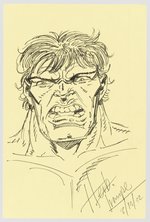 THE INCREDIBLE HULK SKETCH BY HERB TRIMPE ON INDEX CARD.