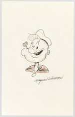 POPEYE HEAD SKETCH BY ANIMATOR MYRON WALDMAN ON LARGE INDEX CARD.