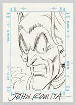 GREEN GOBLIN HEAD SKETCH BY JOHN ROMITA ON SKETCHAGRAPH CARD.