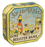 "SNOW WHITE AND THE SEVEN DWARFS DIME REGISTER BANK."