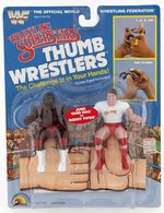 WWF LJN WRESTLING SUPERSTARS THUMB WRESTLERS CARDED FIGURES (JUNK YARD DOG & RODDY PIPER).