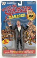 WWF LJN WRESTLING SUPERSTARS MANAGER SERIES 3 MEAN GENE OKERLUND CANADIAN CARDED ACTION FIGURE.