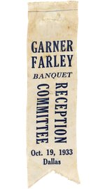 GARNER FARLEY BANQUET 1933 DALLAS, TEXAS EVENT RIBBON.