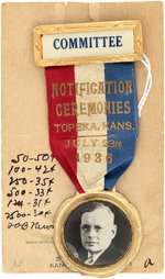 LANDON RARE NOTIFICATION CEREMONIES COMMITTEE RIBBON BADGE.