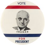 "VOTE TRUMAN FOR PRESIDENT" 3.5" PORTRAIT BUTTON HAKE #2009.