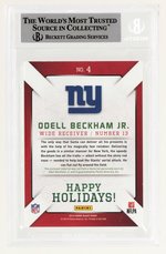 2014 PANINI BLACK FRIDAY HAPPY HOLIDAYS CRACKED ICE #4 ODELL BECKHAM JR. SANTA HAT RELIC ROOKIE CARD BECKETT 9 MINT.