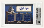 2010 TOPPS TRIPLE THREADS AUTOGRAPHED RELICS #TTRA36 ELI MANNING BECKETT 9 MINT.