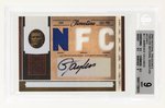 2006 NATIONAL TREASURES TIMELINE MATERIAL SIGNATURE AFC/NFC #LT LAWRENCE TAYLOR (HOF) 12/25 BECKETT 9 MINT.