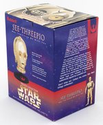 STAR WARS - SEE-THREEPIO (C-3PO) RIDDELL MINATURE HELMET SIGNED BY ANTHONY DANIELS.