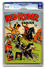 RED RYDER COMICS #18 MARCH APRIL 1944 CGC 9.0 OFF-WHITE PAGES FILE COPY.