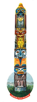 "TOTEM POLE ROUTE" GORGEOUS COLOR CELLULOID BOOKMARK.